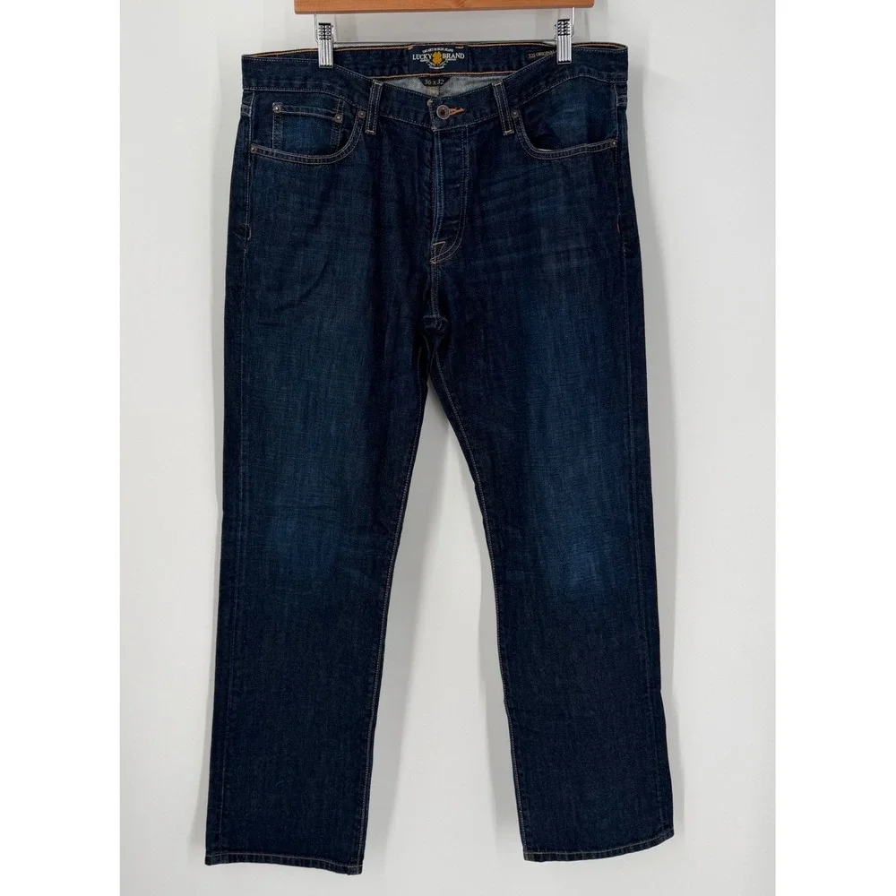 Lucky Brand 221 Original Straight Jeans Mens 36x32 Dark Wash Denim Indigo